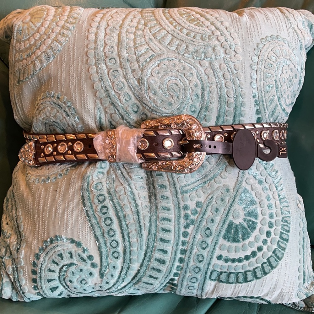 Elegant Black Belt with Silver Studs Worn Once From New